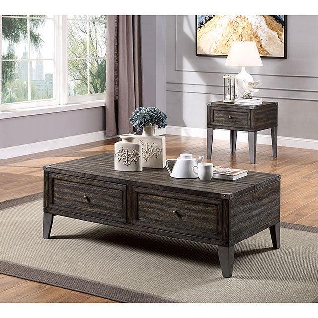 Piedmont CM4387E Dark Oak Industrial End Table By Furniture Of America - sofafair.com