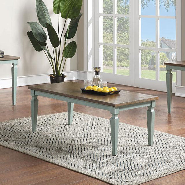 Monmouth CM4388AB-3PK Antique Teal/Dark Walnut Transitional 3 Pc. Table Set By Furniture Of America - sofafair.com