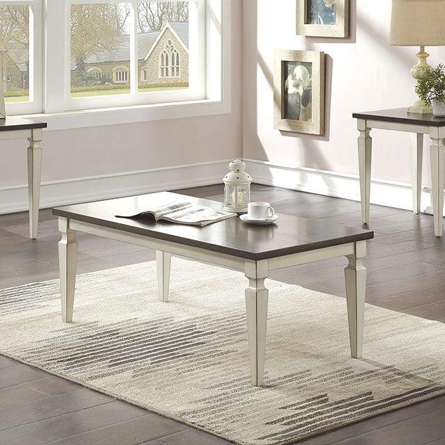 Monmouth CM4388BW-3PK Antique White/Brown Transitional 3 Pc. Table Set By Furniture Of America - sofafair.com