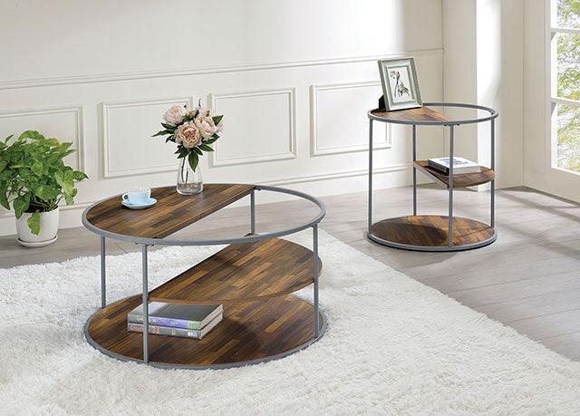 Orrin CM4396GY-E Gray/Walnut Industrial End Table By Furniture Of America - sofafair.com