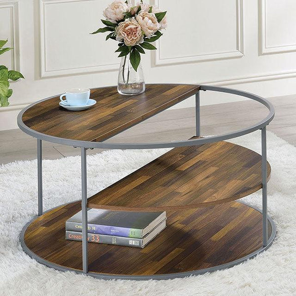 Orrin CM4396GY-C Gray/Walnut Industrial Coffee Table By Furniture Of America - sofafair.com