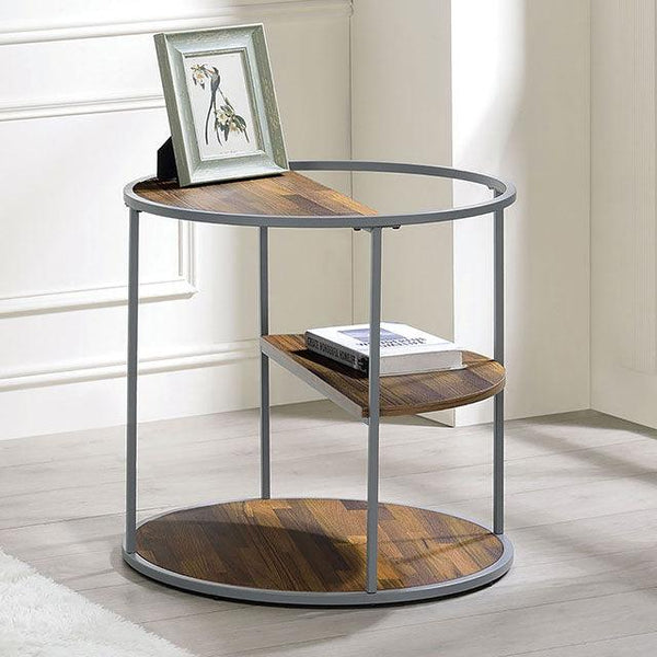 Orrin CM4396GY-E Gray/Walnut Industrial End Table By Furniture Of America - sofafair.com