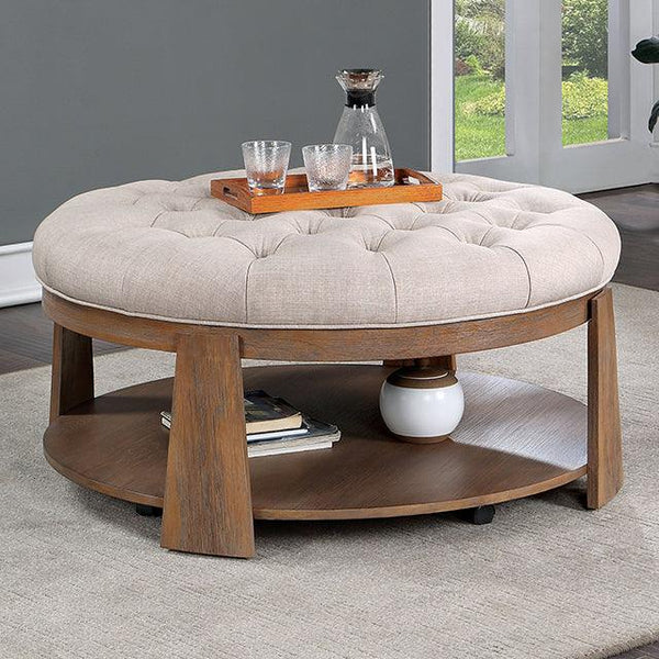 Guis CM4411BG-C Natural Tone/Beige Transitional Ottoman By Furniture Of America - sofafair.com