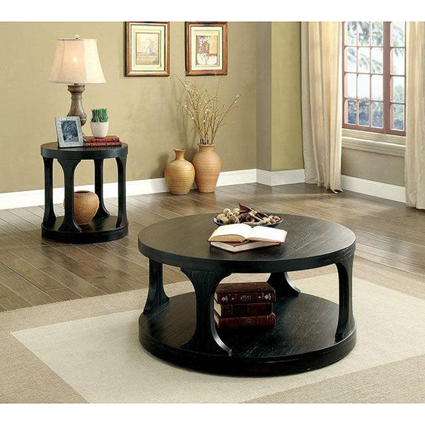 Carrie CM4422E Antique Black Transitional End Table By Furniture Of America - sofafair.com