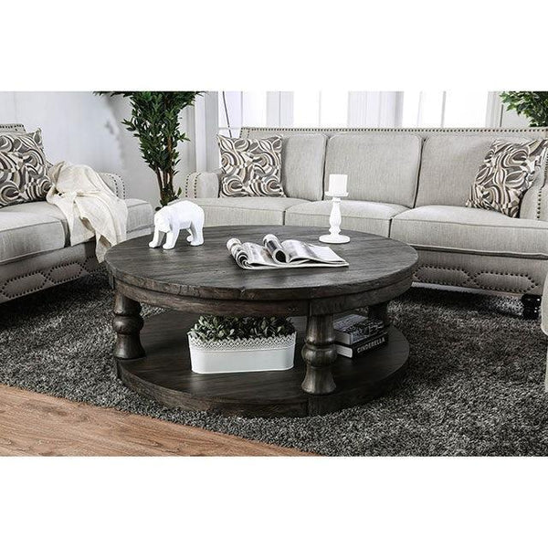Mika CM4424GY-C Antique Gray Rustic Coffee Table By Furniture Of America - sofafair.com
