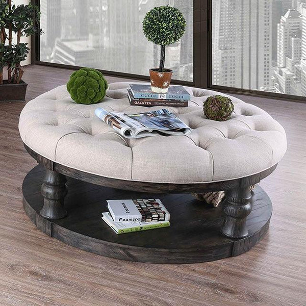 Mika CM4424GY-F-C Antique Gray Rustic Coffee Table By Furniture Of America - sofafair.com