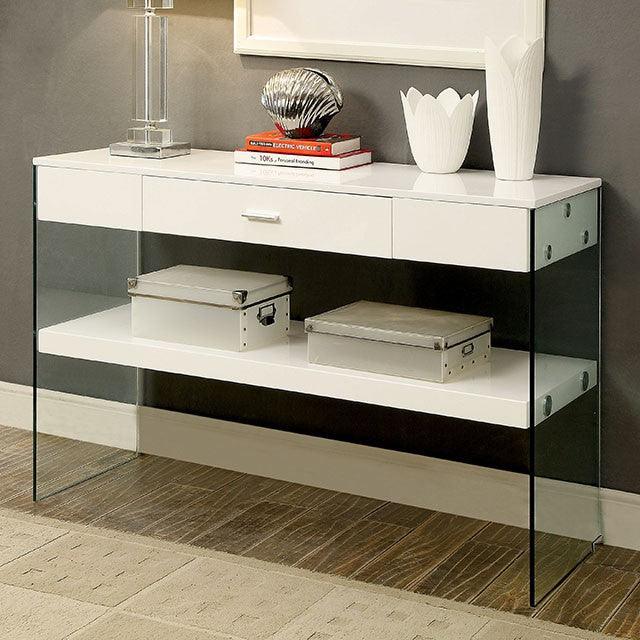 Raya CM4451WH-S White Contemporary Sofa Table By Furniture Of America - sofafair.com