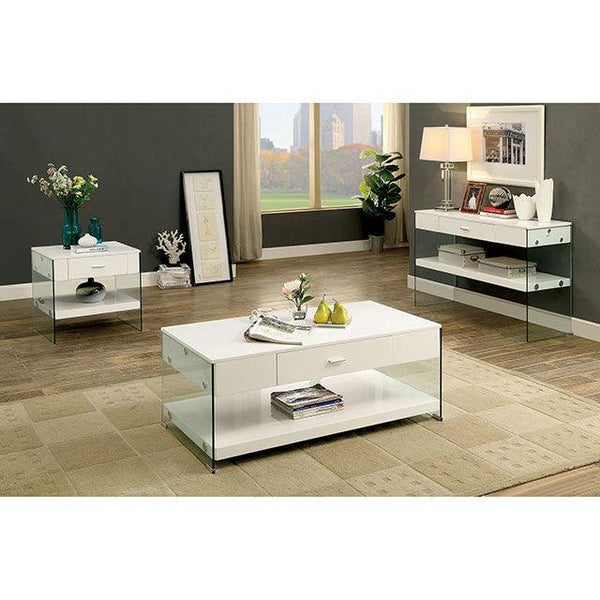 Raya CM4451WH-E White Contemporary End Table By Furniture Of America - sofafair.com