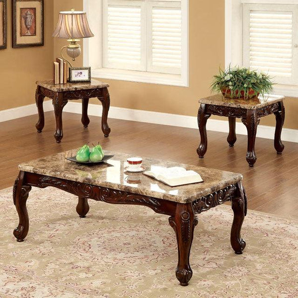 Lechester CM4487-3PK Dark Oak/Ivory Traditional 3 Pc. Table Set By Furniture Of America - sofafair.com