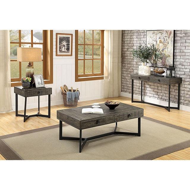 Veblen CM4498S Dark Oak/Espresso Industrial Side Table By Furniture Of America - sofafair.com