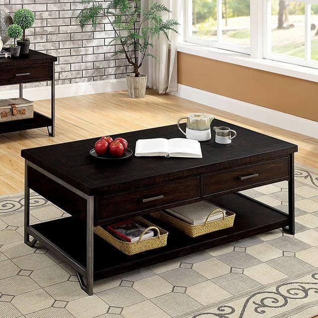 Wasta CM4499C Dark Oak Industrial Coffee Table By Furniture Of America - sofafair.com