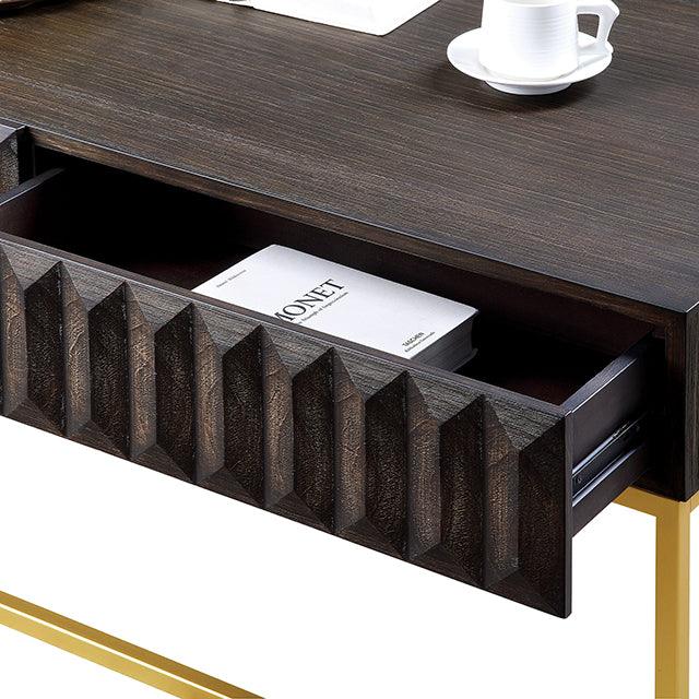 Augsburg CM4545WN-C Walnut/Gold Contemporary Coffee Table By Furniture Of America - sofafair.com