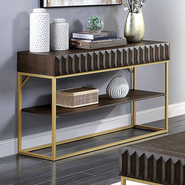 Sofa Table BY Furniture Of America Augsburg CM4545WN-S Walnut/Gold Contemporary - sofafair.com