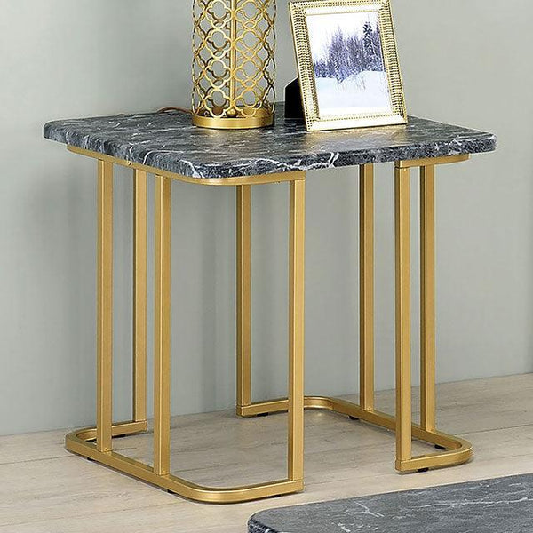 Calista CM4564BK-E Gold/Black Contemporary End Table By Furniture Of America - sofafair.com