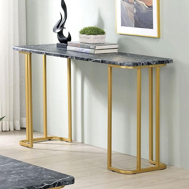Calista CM4564BK-S Gold/Black Contemporary Sofa Table By Furniture Of America - sofafair.com