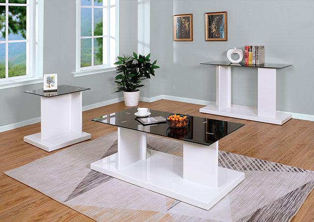 Mannedorf CM4567WH-S Black/White Contemporary Sofa Table By Furniture Of America - sofafair.com