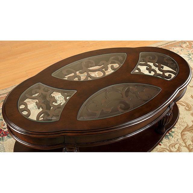 Centinel CM4642C Dark Cherry Traditional Coffee Table By Furniture Of America - sofafair.com