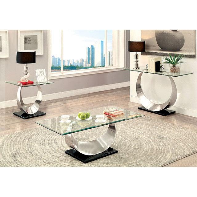 Orla CM4726C Satin Plated/Black Contemporary Coffee Table By Furniture Of America - sofafair.com