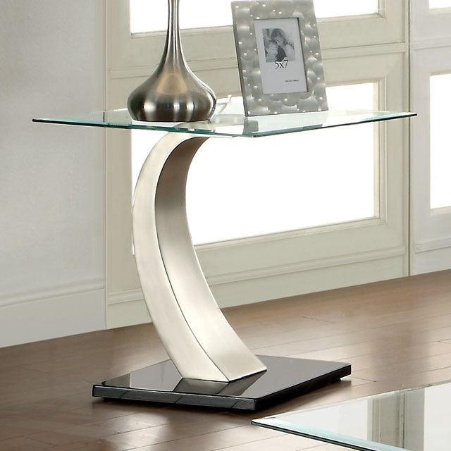Roxo CM4728E Satin Plated/Black Contemporary End Table By Furniture Of America - sofafair.com