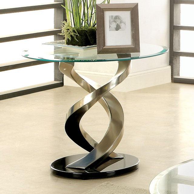 Nova CM4729E Satin Plated/Black Contemporary End Table By Furniture Of America - sofafair.com