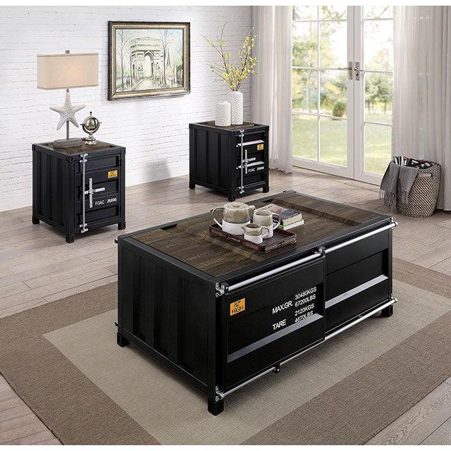 Dicargo CM4789BK-E Black Industrial End Table By Furniture Of America - sofafair.com