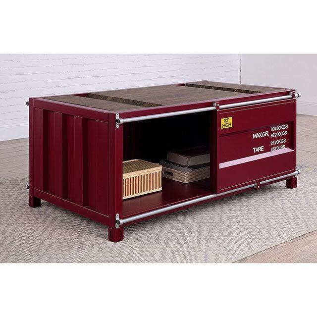 Dicargo CM4789RD-C Red Industrial Coffee Table By Furniture Of America - sofafair.com