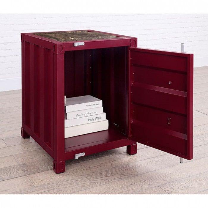 Dicargo CM4789RD-E Red Industrial End Table By furniture of america - sofafair.com