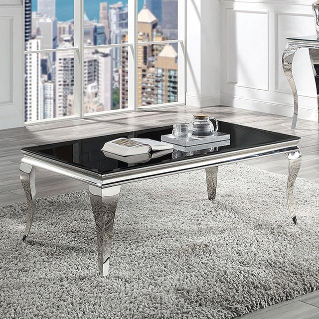 Wetzikon CM4903BK-C Black/Silver Glam Coffee Table By Furniture Of America - sofafair.com