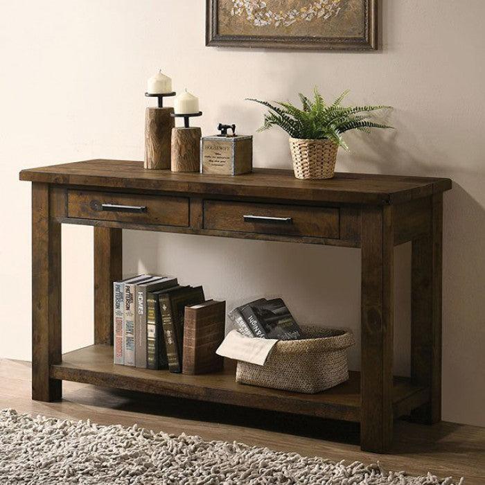 Spring CM4910S Antique Oak Rustic Side Table By furniture of america - sofafair.com