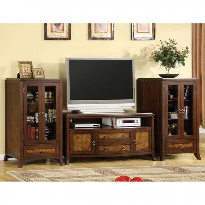 Kassandra CM5055-PC Brown Cherry/Oak Transitional Pier Cabinet By furniture of america - sofafair.com