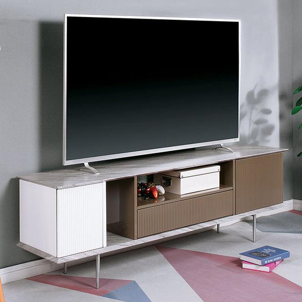 Blair CM5423-TV Champagne/White/Gray Contemporary TV Stand By Furniture Of America - sofafair.com