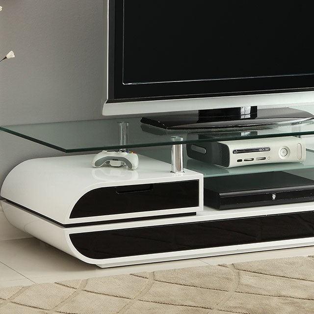 Evos CM5813-TV Black/White Contemporary TV Console By Furniture Of America - sofafair.com