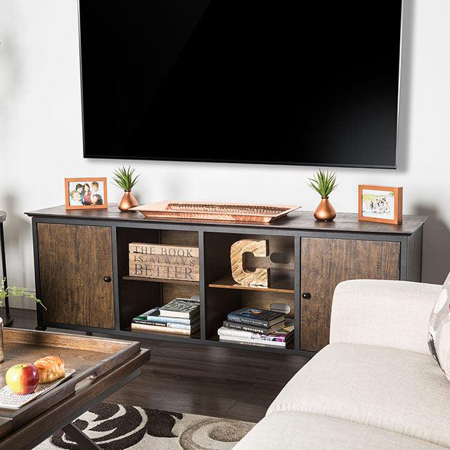 Broadland CM5822-TV-72 Medium Weathered Oak Industrial 72" Tv Stand By Furniture Of America - sofafair.com