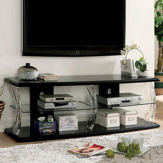 Ernst CM5901BK-TV-60 Black/Clear Contemporary 60" Tv Stand By Furniture Of America - sofafair.com