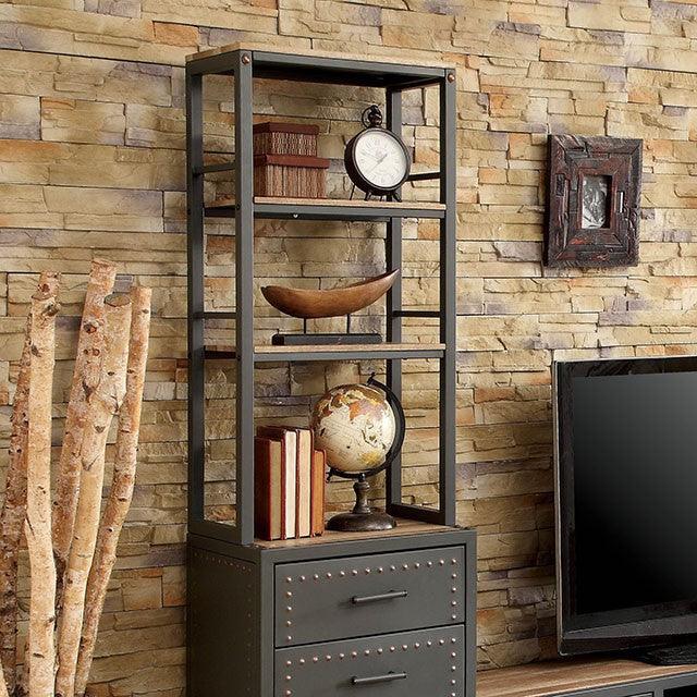 Galway CM5904-PC Gray/Natural Tone Industrial Pier Cabinet W/ 3pcs By Furniture Of America - sofafair.com