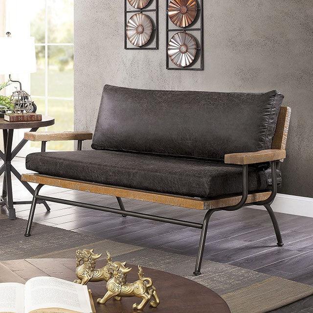 Santiago CM6077GY-LV Dark Gray Rustic Love Seat By Furniture Of America - sofafair.com