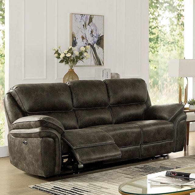 Tredegar CM6083-SF-PM Mocha Transitional Power Sofa By Furniture Of America - sofafair.com