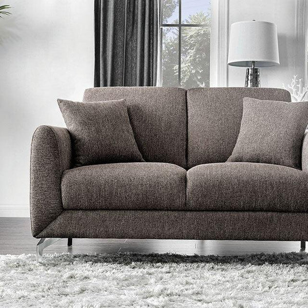 Lauritz CM6088BR-LV Brown Transitional Love Seat By Furniture Of America - sofafair.com