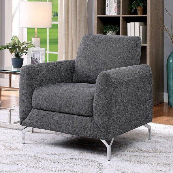 Lauritz CM6088GY-CH Gray Transitional Chair By furniture of america - sofafair.com