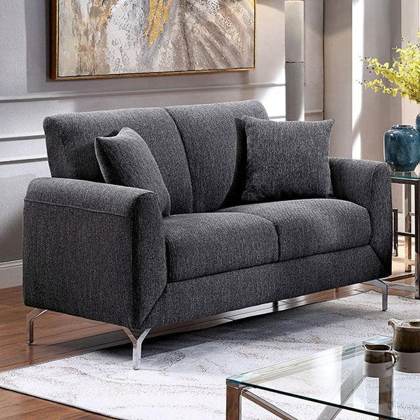 Lauritz CM6088GY-LV Gray Transitional Love Seat By Furniture Of America - sofafair.com