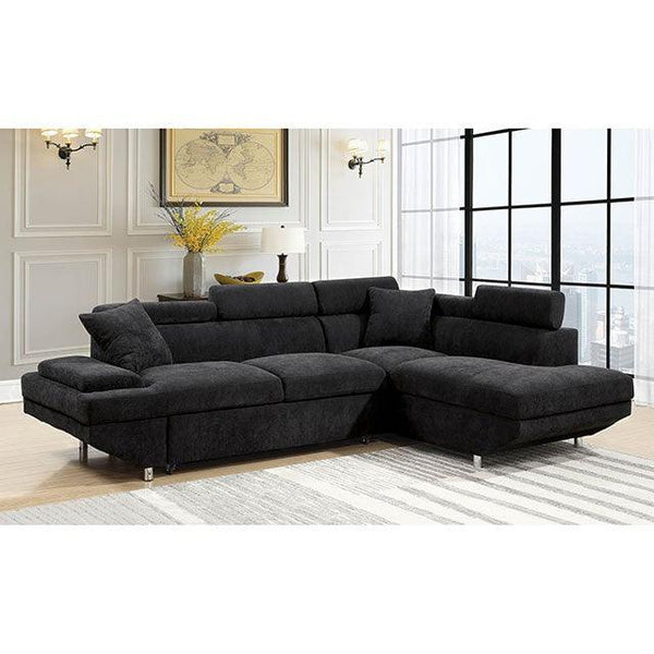 Foreman CM6124BK Black Contemporary Sectional By Furniture Of America - sofafair.com