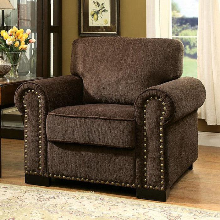 Rydel CM6127-CH Brown Transitional Chair By furniture of america - sofafair.com