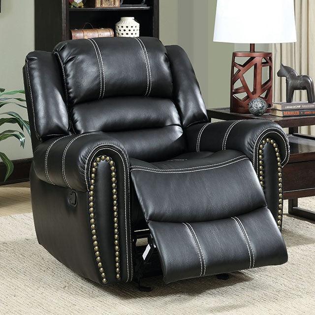 Frederick CM6130-CH Black Transitional Glider Recliner By Furniture Of America - sofafair.com