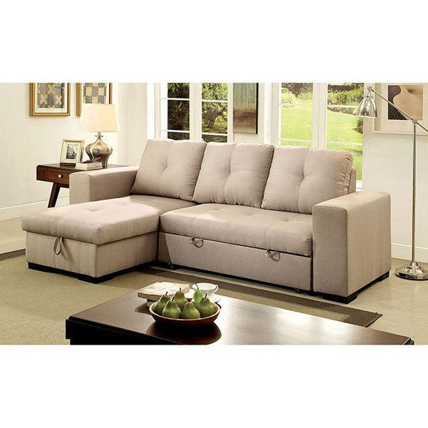 Denton CM6149IV Ivory Transitional Sectional By Furniture Of America - sofafair.com