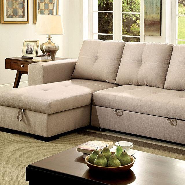 Denton CM6149IV Ivory Transitional Sectional By Furniture Of America - sofafair.com