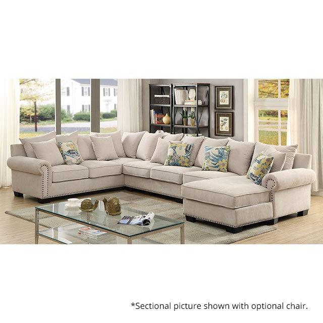 Skyler CM6156 Beige Transitional Sectional By Furniture Of America - sofafair.com