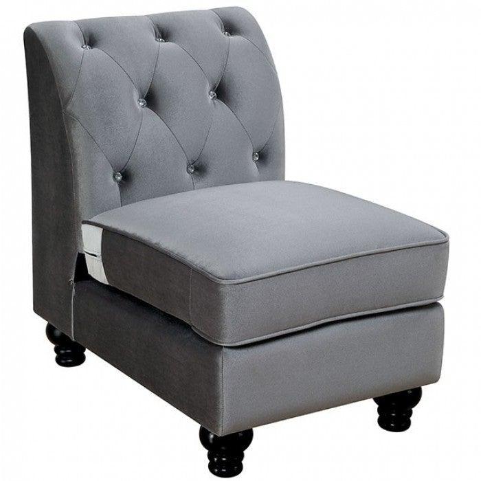 Jolanda CM6158GY-CHR Gray Traditional Right Armless Chair By furniture of america - sofafair.com