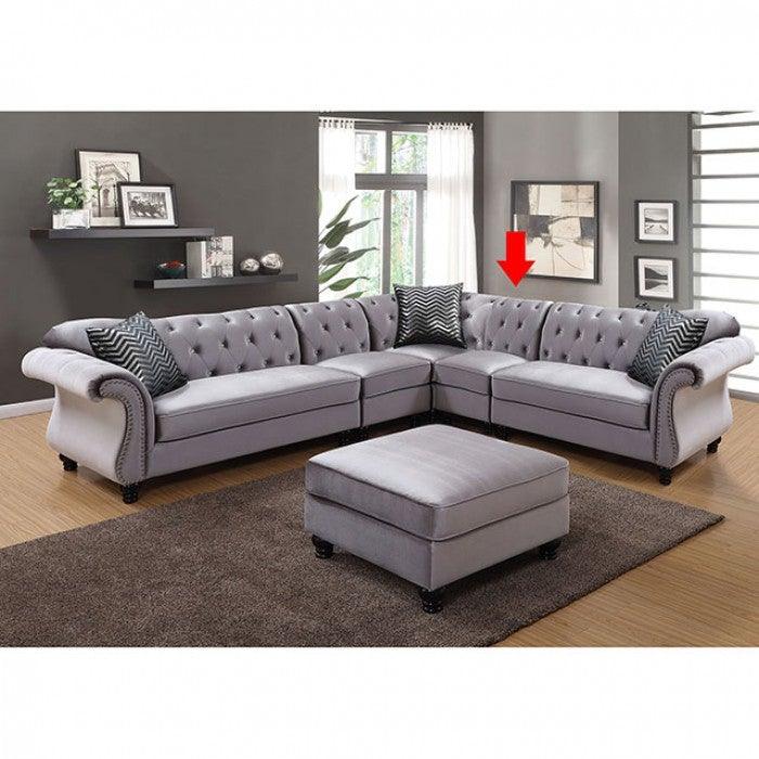 Jolanda CM6158GY-CHR Gray Traditional Right Armless Chair By furniture of america - sofafair.com
