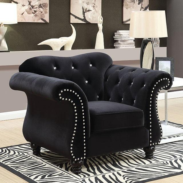 Jolanda CM6159BK-CH Black Glam Chair By Furniture Of America - sofafair.com