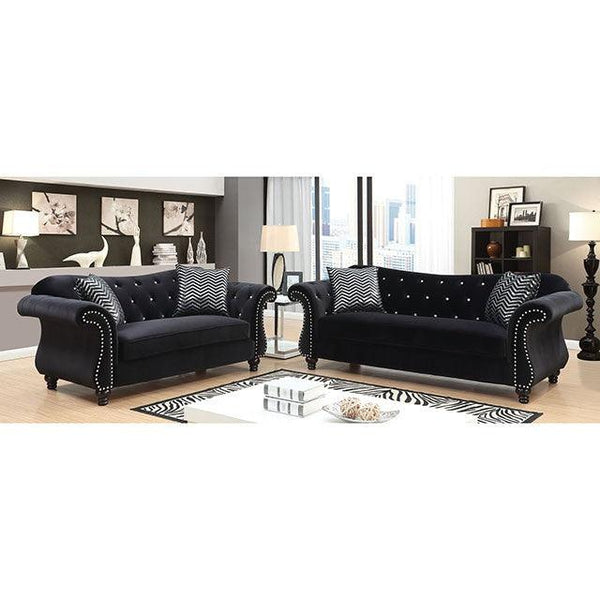 Jolanda CM6159BK-LV Black Glam Love Seat By Furniture Of America - sofafair.com